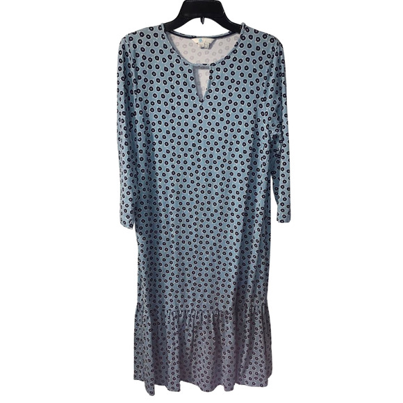 Boden Women's Cottage Peplum Hem Dress Size 8L US Blue Floral Lightweight Jersey - Picture 1 of 8